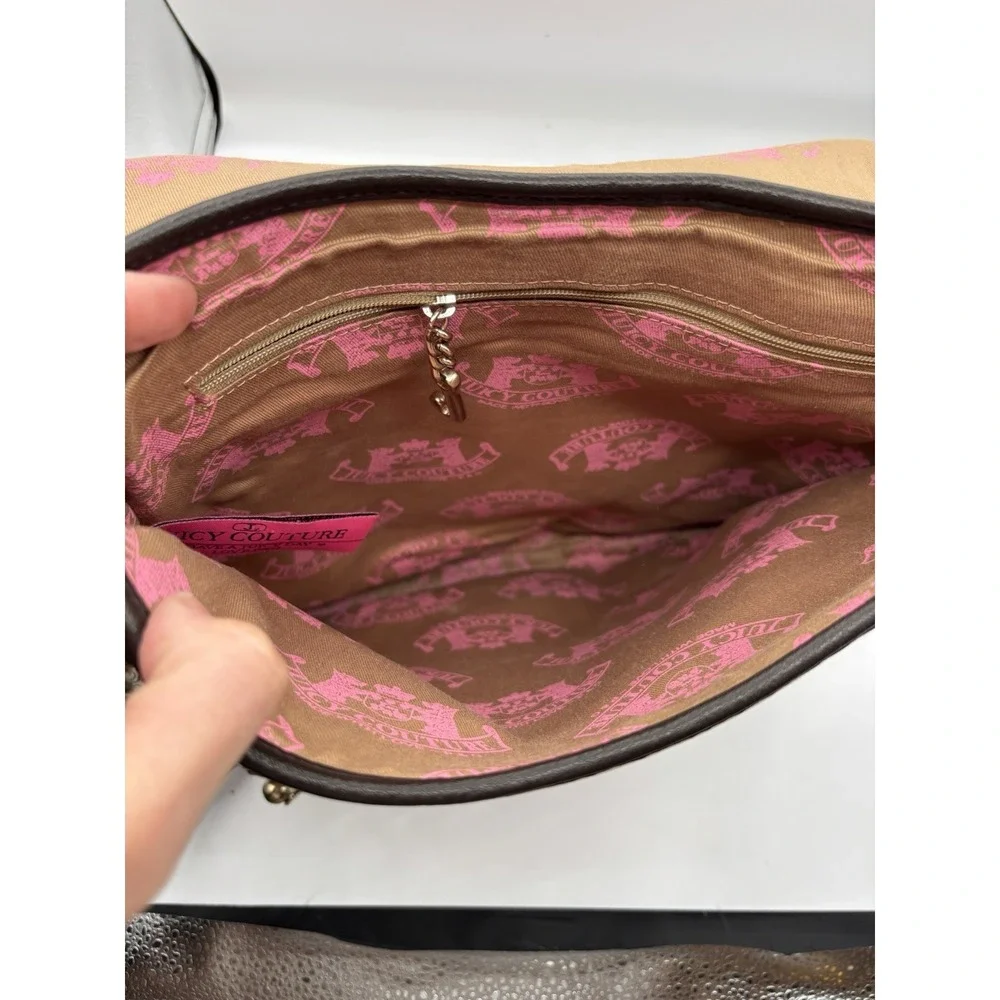Juicy Couture Vintage Pink Messenger‎ Bag La Couture Velour Dangle Charm